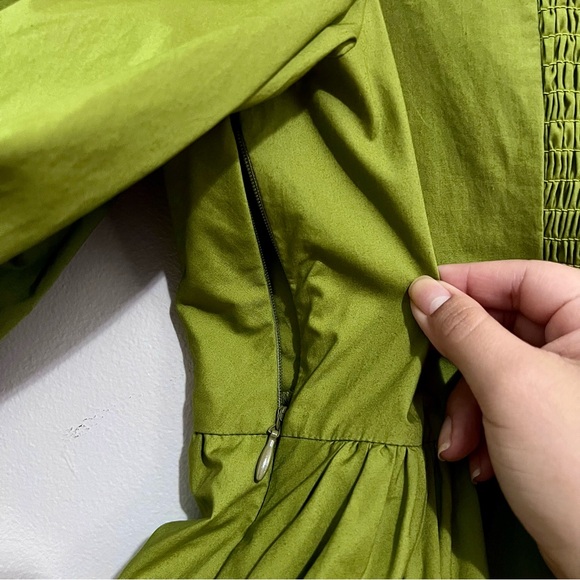 NWT Toccin Front-Tie Bubble Hem Poplin Blouse in Cactus Green MSRP$265 - Picture 15 of 16